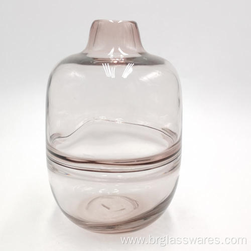 Mouth Blown Home Decorative Thick Pink Colored glass vase